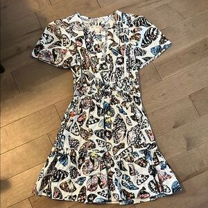 Maeve White Ruffled Wrap Mini Dress